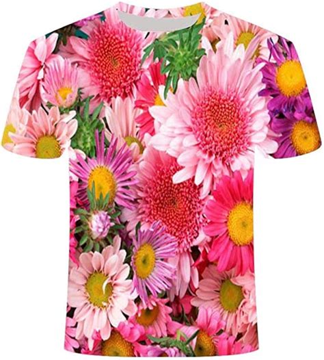 Flower T Shirt Casual Printed Tee Top Short Sleeve T Shirt