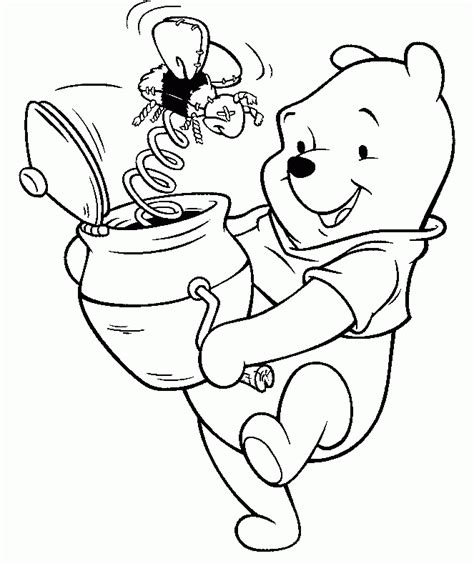 Winnie The Pooh Is Very Fond Of Flowers Coloring Page Winnie The