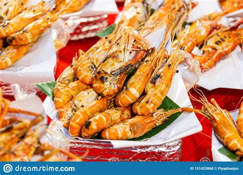 Grilled Shrimps Of Seafood Street Food Of Thailand Stock Photo Image