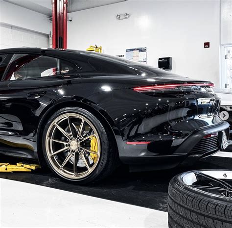 Aftermarket Wheels Being Fitted On Taycan Turbo S Forged Wheels