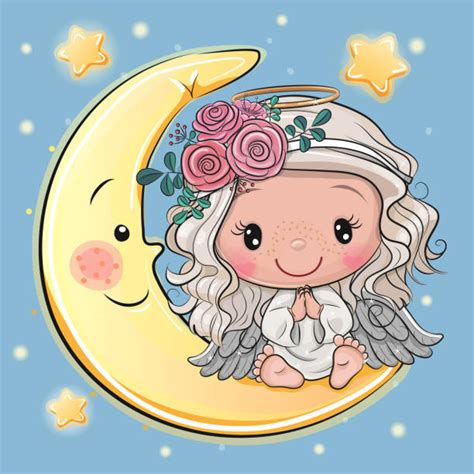 Moon Angels Silhouettes Illustrations Royalty Free Vector Graphics