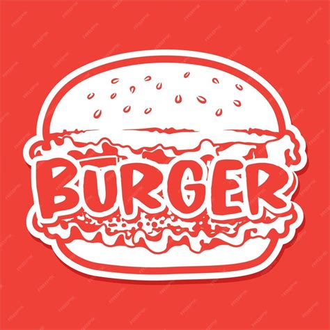 Premium Vector White Burger Stamp Logo Vector Design