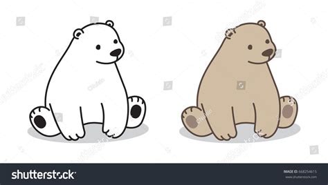 Bear Polar Bear Cartoon Sitting Vector Illustration Doodle Ad