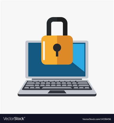 Laptop Cyber Security System Design Royalty Free Vector