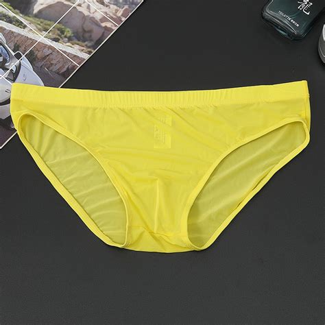 New Mens Ice Silk Panties Ultra Thin Silky Breathable Translucent Low