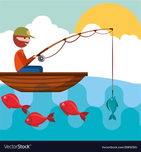 Fishing People Cartoon Royalty Free Vector Image