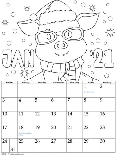 January Coloring Calendar