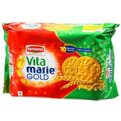 Britannia is among the most trusted food brands, and manufactures india's favorite brands like good day, tiger, nutrichoice, milk bikis and marie gold which are household names in india. Buy Britannia Vita Marie Gold Biscuits 300 gm Online| SastaSundar.com