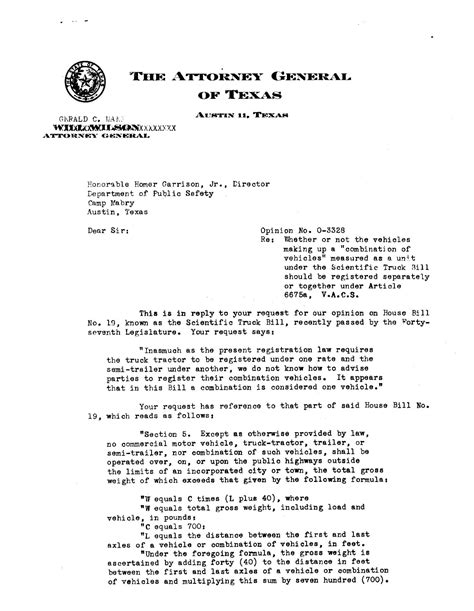 Texas Attorney General Opinion O 3328 The Portal To Texas History