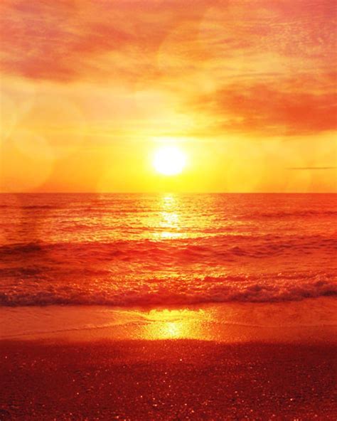 Beach Sunset Photograph Red Orange Yellow Bokeh Ocean Summer Etsy