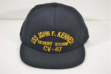 Vtg Uss John F Kennedy Desert Storm Cv Black Snapback Embroidered Hat Cap Usa Picclick