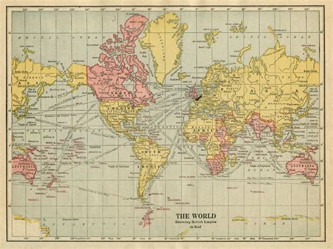 The World Showing British Empire In Red 1922 Infographic Map World