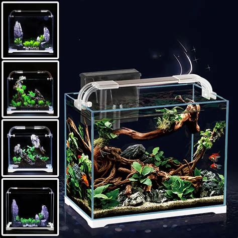 Fish Tank Aquarium Ultra White Glass Small Bare Tank Water Grass Living