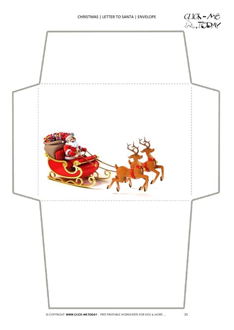 How to make free printable santa envelopes for kids? Plain envelope to Santa template 3d Santa Claus with sleigh 35
