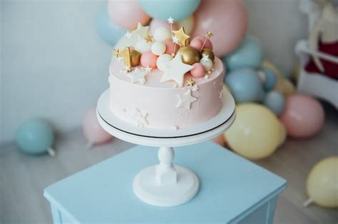 Premium Photo Colorful Decoration Of A First Year Birthday Cake