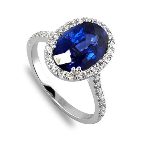125 Carat Blue Sapphire Halo Diamond Engagement Ring Gold Or Platinum