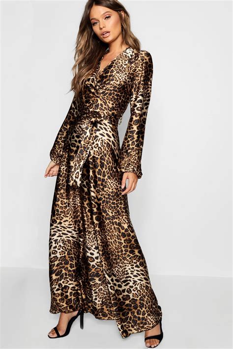 Leopard Print Satin Maxi Dress Moda Con Faldas Largas Ropa Elegante