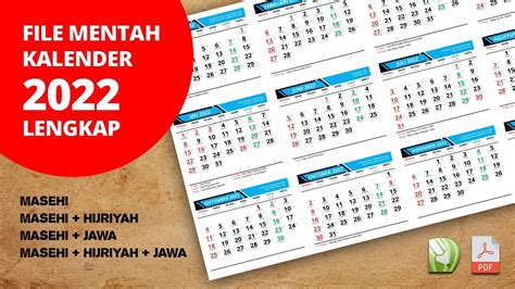 File Kalender 2022 Lengkap Hijriyah Masehi Jawa Vektor Cdr Pdf Free