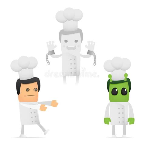 Set Of Funny Cartoon Chef Stock Vector Illustration Of Caricature