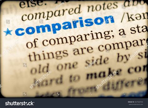 Closeup Word English Dictionary Comparison Definition Stock Photo