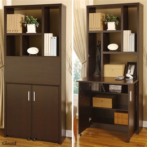 Hidden Guide Rail Desk Bookcase And Wine Cabinet Connect Telescoping Table To Fold Down Hidden