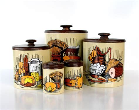 Vintage Kitchen Canister Sets Vintage 3 Tin Kitchen Canister Set