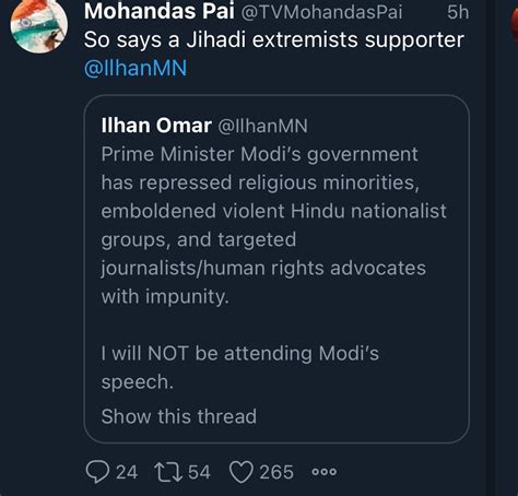 Jeremy Slevin On Twitter The Responses To Ilhanmns Criticism Of Indian Pm Modis Human