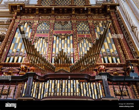 Church Organ With Elaborate Artwork On The Pipes In The Mezquita Mosque