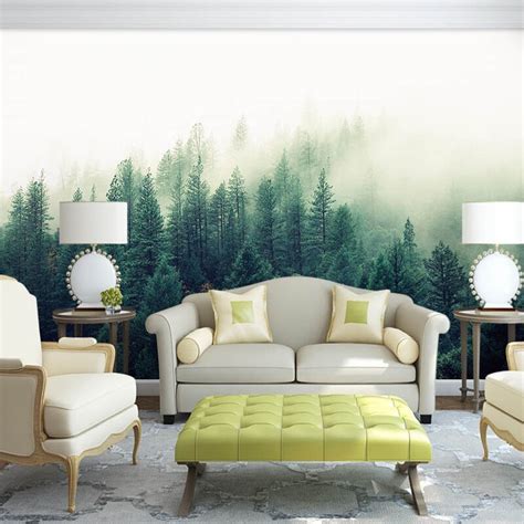 Bacaz Custom 3d Papel Murals Nature Fog Trees Forest