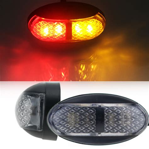 Pcs Led Red Amber Side Marker Light Clearance Lamp V Car Truck Trailer Rear Lamp Car
