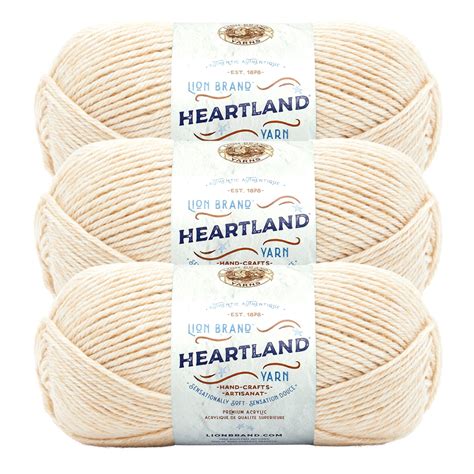 Lion Brand Yarn Heartland Acadia Medium Acrylic Off White Yarn 3 Pack