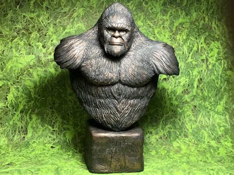 Bigfoot Sasquatch Bust Hairy Man Sculpture Statue Bronze Etsy