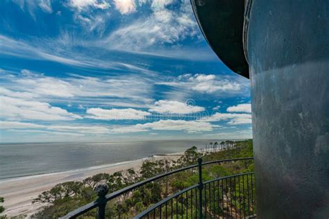 Hunting Island Lighthouse Top View Near Beaufort Sc Stock Image