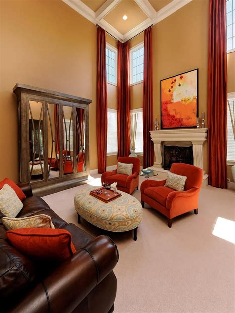 The little orange room images predominantly orange. Home Staging Tips for Fall | Living room orange, Living room colors, Brown couch living room