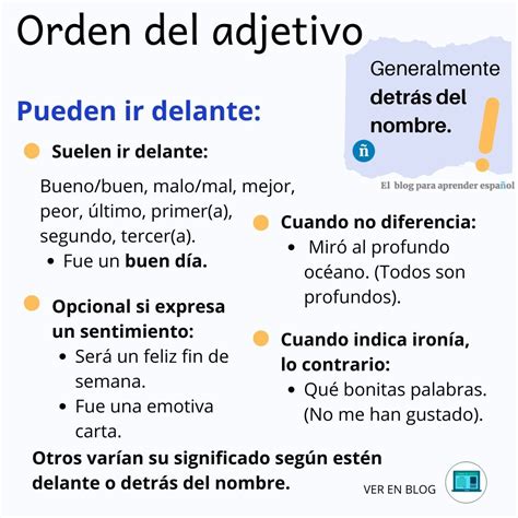 Dónde Colocamos El Adjetivo En Español Su Orden Puede Hacer Cambiar El