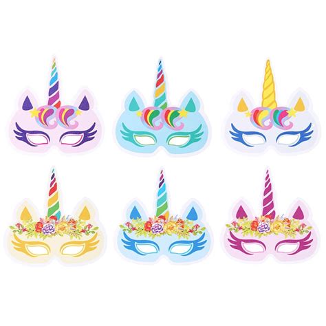 Buy 12pcspack Mixed Color Unicorn Face Mask Party