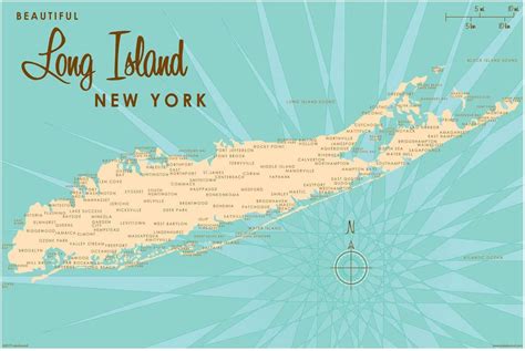 Long Island New York Map Giclee Art Print Poster From