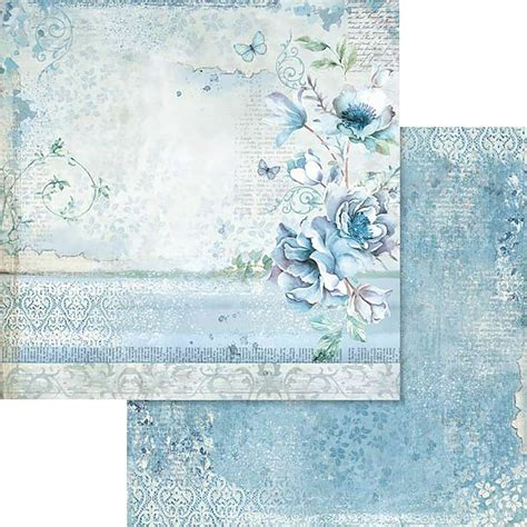 Stamperia Double Sided Cardstock 12x12 Blue Land Flower