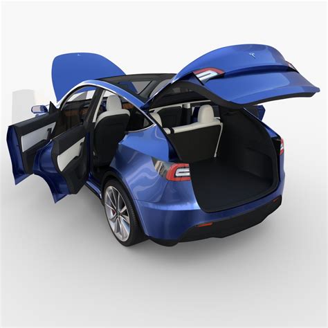 Tesla Model Y Blue With Interior 3d Model In Sedan 3dexport