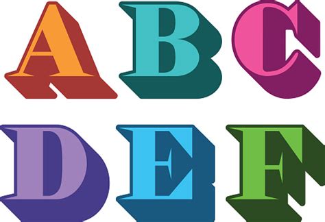 Colorful Alphabet Letters Serif A B C D E F Stock Illustration