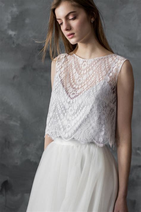 Sleeveless Lace Wedding Top Separate Ivory Lace Top Bridal Etsy