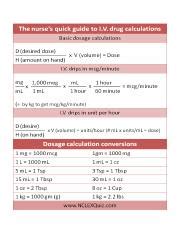 Dosage Cheat Sheet The Nurse S Quick Guide To V Drug Calculations D