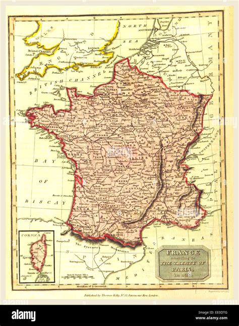 Mapa De Francia De Acuerdo Con El Tratado De París En 1814 Fotografía