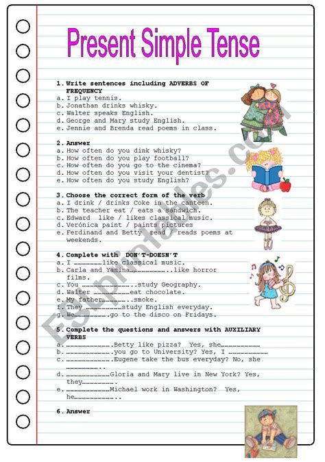 The Present Simple Tense Worksheet With Pictures And Vrogue Co