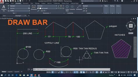 Autocad 2020 How To Use Draw Bar Youtube