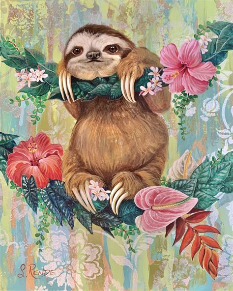 Be Slothy Giclee Art Print Etsy Sloth Art Painting Art Painting