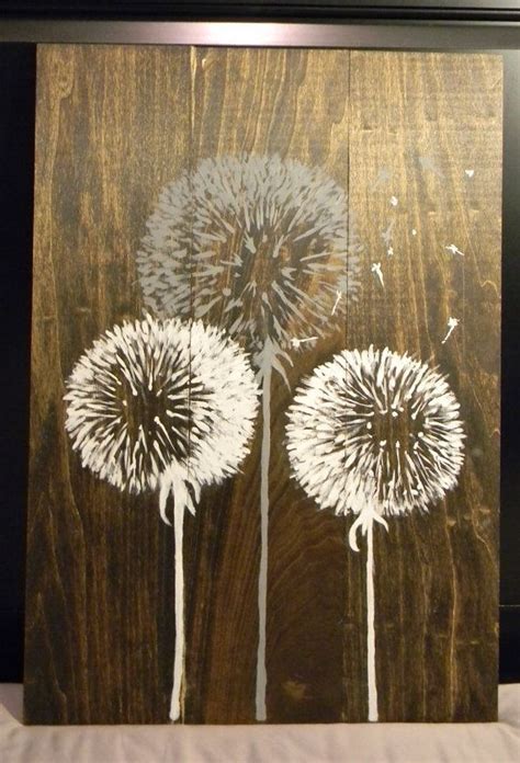 Hand Painted Dandelion Wood Art Wall Hanging By Amandacatherines Wood