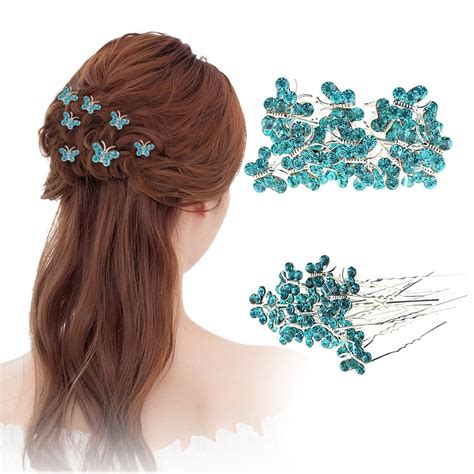20pcs lot crystal rhinestone butterfly hair pin hair clips women wedding bridal hair jewelry