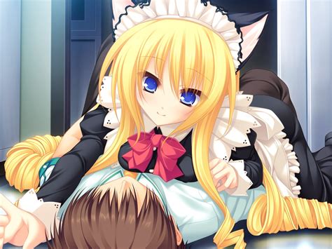 Wallpaper Illustration Blonde Anime Cartoon Black Hair Neko Koi