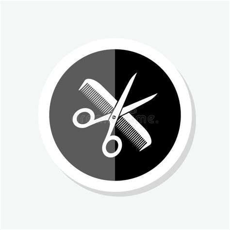 Scissor And Comb Icon Sticker Isolated On White Background Scissor And